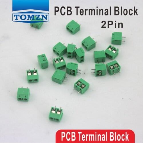 100 pcs 2 Pin Screw Green PCB Terminal Block Connector 5mm Pitch