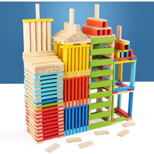 100Pcs/Set Colourful building Blocks Jigsaw Wooden Construction Toys For Children Montessori Early Learning Game Educational Toy