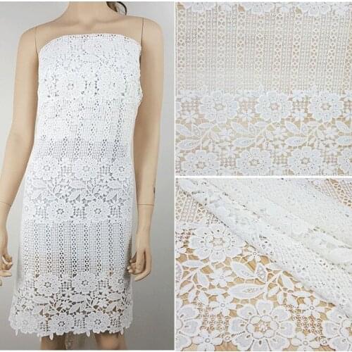 2yards High Quality 2018 White African French Lace Fabric Embroidery Cord Lace Guipure Lace Fabrics For Nigerian Wedding Dress