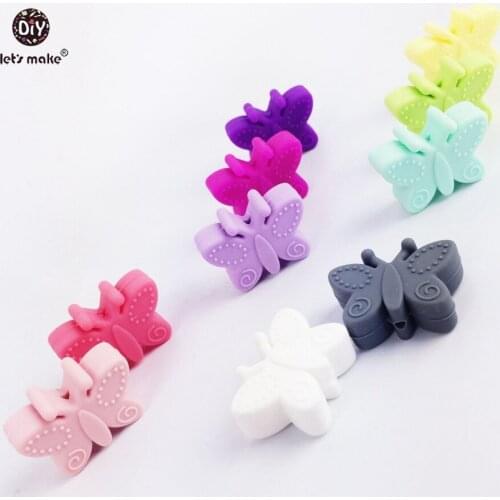 Lets make silicone butterfly 20pc small beads for teething holes DIY beads 3cm butterfly BPA free silicone beads baby teether