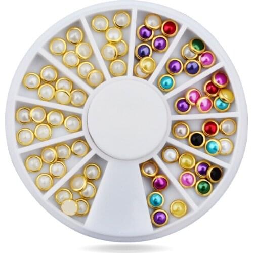 Nail 3D Metal Edging White Pearl Nail Rhinestones Nail Wheel DIY Nail art decorations Manicure tools NRD049