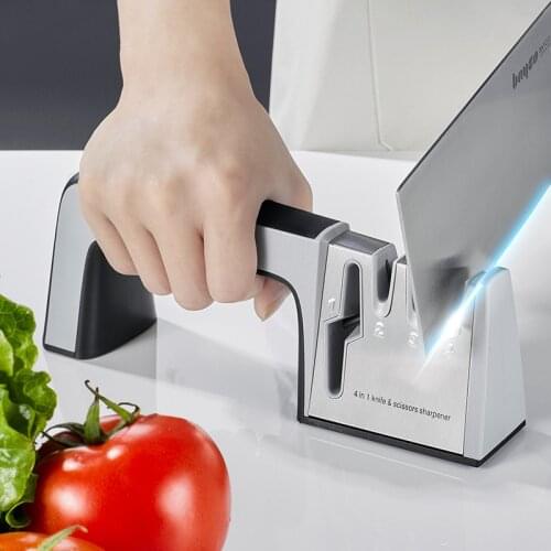 4 In 1 Knife Sharpener Diamond Coated Fine Kitchen Ceramic Knife Shears Scissors Sharpening Tool Stainless Steel Blade Sharpener