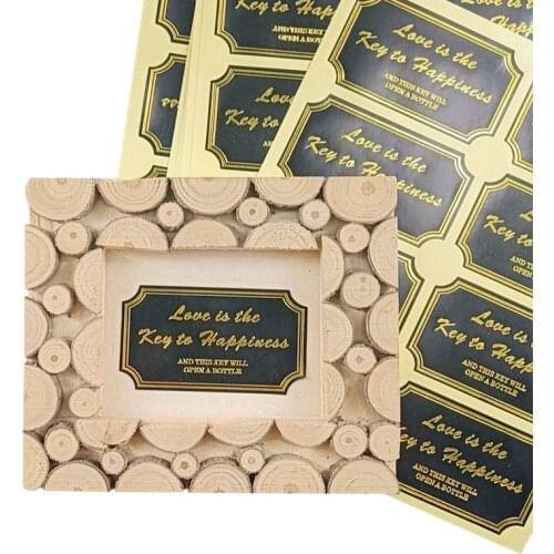 80 Pcs/lot Black Love is the key to happiness Paper Seal Sticker Labels Golden Scrapbooking Sticker Seals Labels For Gift