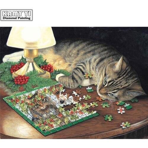 "5D DIY Diamond embroidery Full Diamond mosaic Full woman Diamond painting Cross stitch Cat wants a dog rhinestones