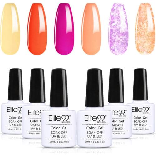 Elite99 Gel Nail Polish Set Shimmer Glitter Color Gel Varnish UV Nail Art Gel Top Base Coat Soak Off Macaron Gel Nail Polish