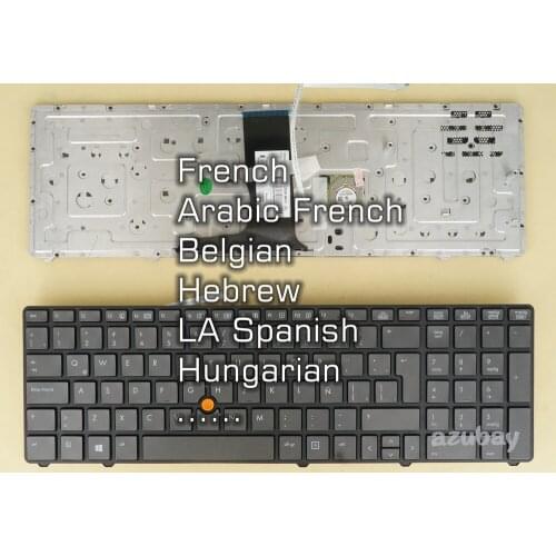 AR FR Belgian Hebrew LA Spanish Hungarian Keyboard For HP Elitebook 8760w 8770w, 638514 701977 701454 652553 DW1 BB1 161 211 A41