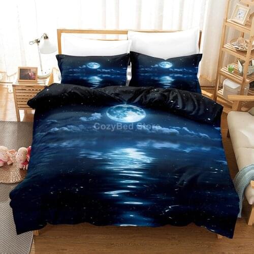 Blue Moon Bedding Set Night Scenery Fashion 3d Duvet Cover Sets Comforter Bed Linen Twin Queen King Single Size Home Decor Cool