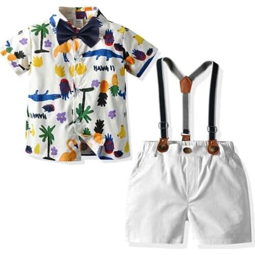 Baby Summer Clothing Kids Baby Boy Suit Beach Party Bowtie Gentleman T-Shirt+Pants 2Pcs Sets Outfits