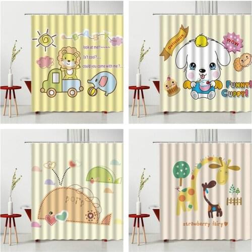 Cute Shower Curtains Cartoons Animal Child Bath CurtainsBathroom Household Items Bathroom Accessories Waterproof Screen