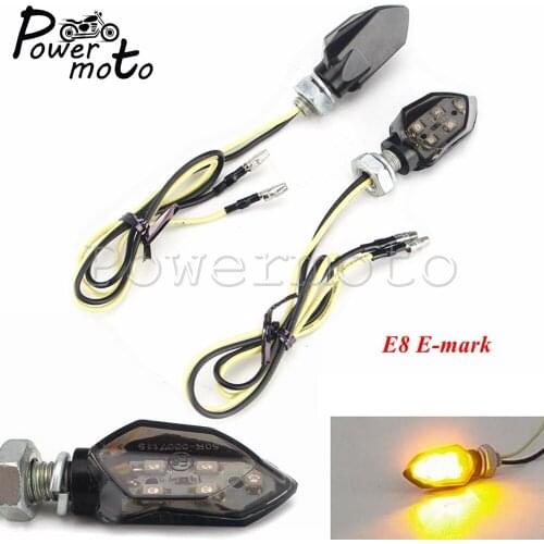 12V Universla Motorcycle Mini 5LED Turn Signal Light E8 Amber Indicator Lamp Blinker for Dirt Bike Street Bike Dual Sport Enduro