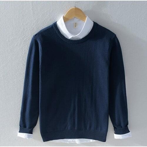 New arrival winter and autumn sweater men cotton o-neck solid blue sweater mens fashion dropshipping maglione chandail trui