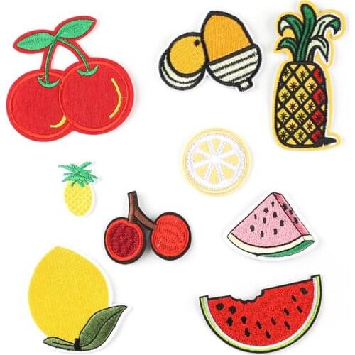 New Food Fruit Avocado Strawberry Watermelon Lemon Pineapple Orange Peach Banana Cherry Embroidered Patch DIY Accessories