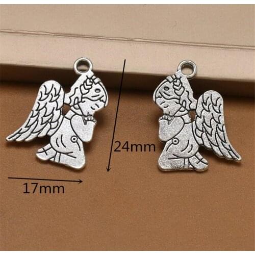 30 Pieces Wholesale 24*17mm Antique Silver Cute Angel Pendant DIY Jewelry Making Prayer Girls Alloy Drop Ship Ok di003