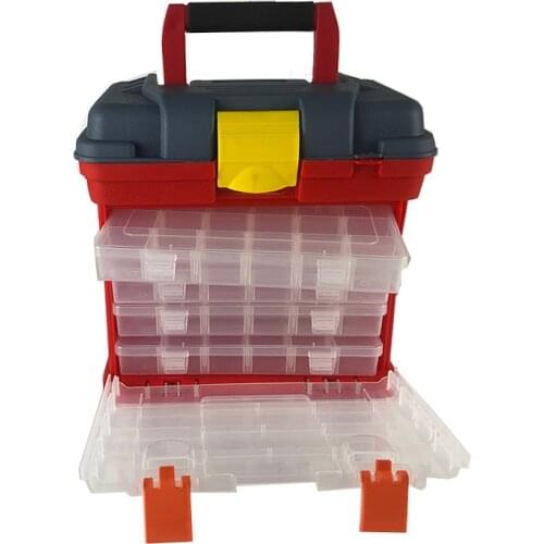 Toolbox Portable Plastic Outdoor 4 Layer Fishing Tackle Tool Storage Box Case Accessory Tool Box with Handle Outdoor Organizer