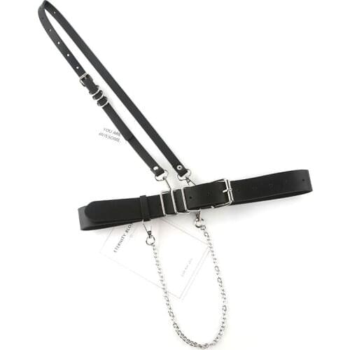 Fashion Hiphop Rock Gothic punk style Waist Chain belt PU Leather waistband for Jeans Dress decorative belt clothes Accessories