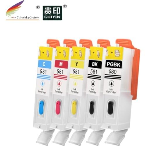 RCC580-5 refillable refill ink cartridge for Canon PGI-580 CLI-581 PGI580 CLI581 PGI 580 CLI 581 PGBKBKCMY 1 set = 5 cartridges