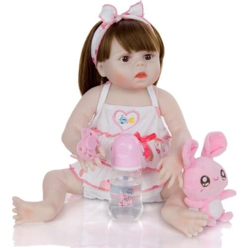 KEIUMI 48cm Reborn baby Doll All Silicone Body In white Skin Lifelike Newborn Baby Girl Doll For Sale Kid Birthday Gift Can Bath