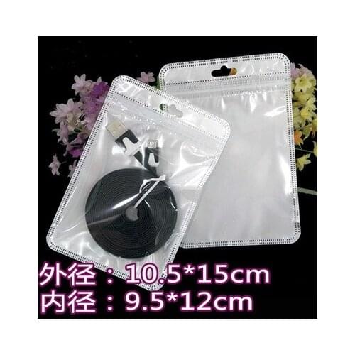 Retail 10.5*15cm 4.13"x5.9" 300Pcs/Lot White / Clear Self Seal Zipper Plastic Package Bags With Hang Hole Zip Lock Packing Bags