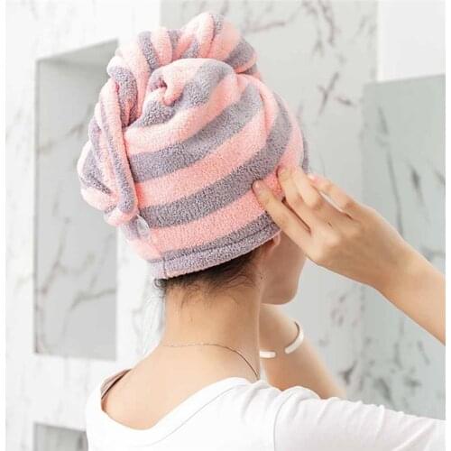 1 Pcs Magic Microfiber Bathing Quick Dry Hair Cap Turban Wrap Towel Hat Bathroom Cute Long Hair Hair-drying Shower Caps