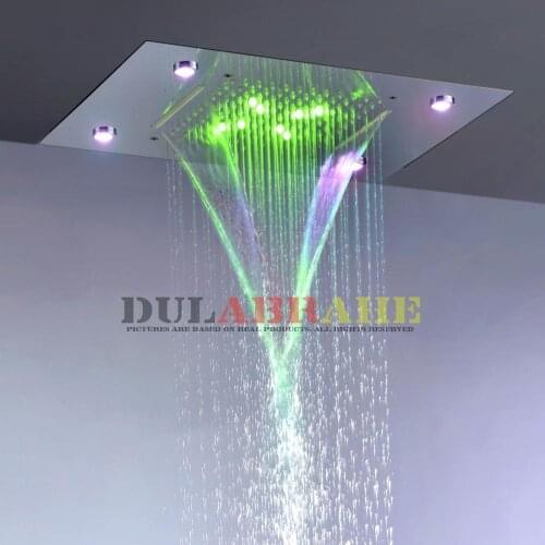 Contemporary Rain And Waterfall Shower Head 100V~240V Alternating Current Colorful LED Bathroom Top Shower Set L-50X36P