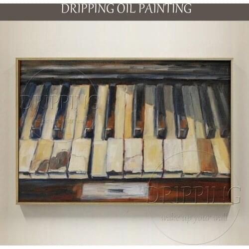 Special Wall Art Painting Handmade Piano Keys Oil Painting on Canvas Hand-painted Piano Keys Oil Painting for Wall Decoration