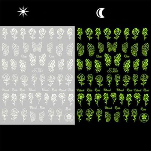 Night Glow Luminous Nails Art Stickers 3D Self Adhesive Nail Decals Glow in Dark