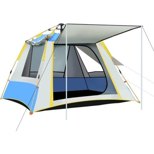 Tourist Tent With Hall Pole 3-4 People Large Space Rain And Sun Protection 190T Ventilation Mosquito Outdoor Camping Tent