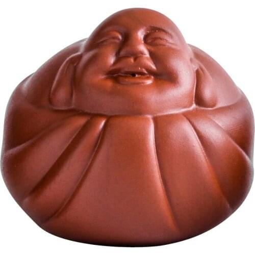 Creative Laughing Buddha Statue Tea Pet Purple Clay Ornament Maitreya Figurine Tea Tray Accessories Longevity God Tea Pet