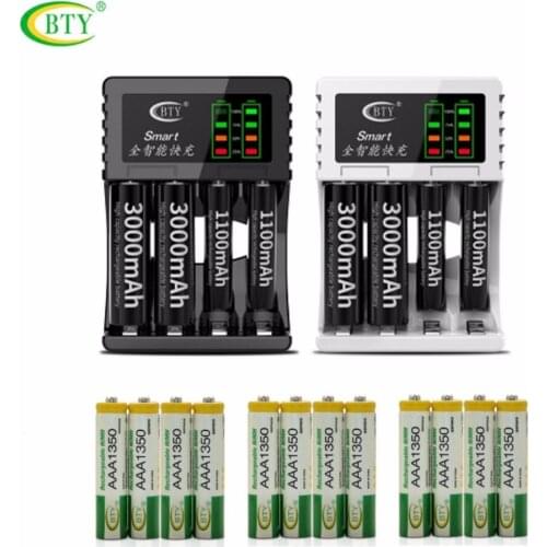 BTY-C704 A3 Battery Charger Universel 4 Slots USB Charger With BTY AAA 1350series 350mah 1.2V Ni-MH Rechargeable Battery