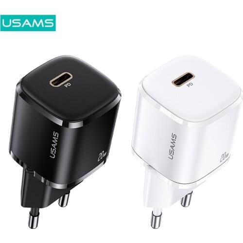 USAMS 20W Quick Charger For iPhone 12 12 Pro iPad Pro GaN Phone Charger for iPhone 12 Mini PD Fast Charging Charger for iPhone