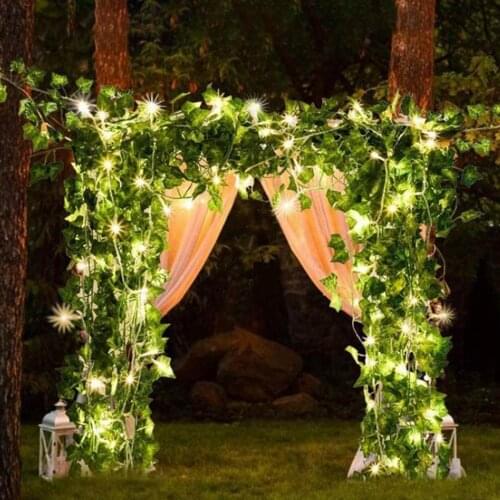 Vine String Lights 79in 20-LED Battery Powered Artificial Ivy Leaf Garland Fairy Light for Home Wedding Party Decor Single Color