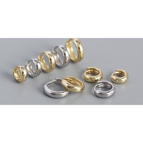 925 Sterling Silver Minimalism Punk Rock Wide Hoop Earrings for Women Men Fashion Gothic Bohe Huggie Ear Buckle Jewelry