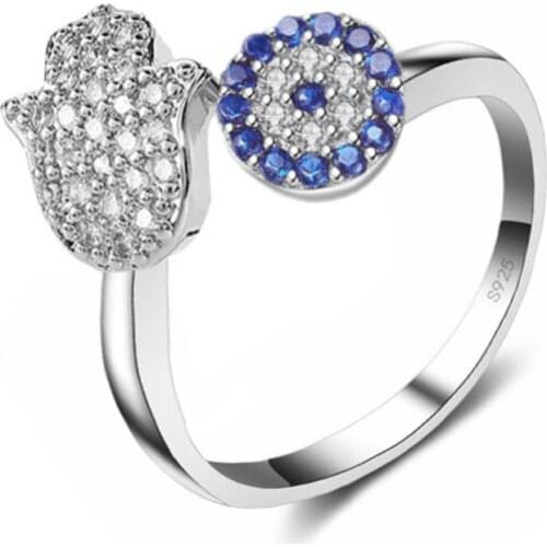 Genuine 925 Sterling Silver Rings For Women AAA Crystal Adjustable Opening Rings Fashion Jewelry Accessories Party Engagement