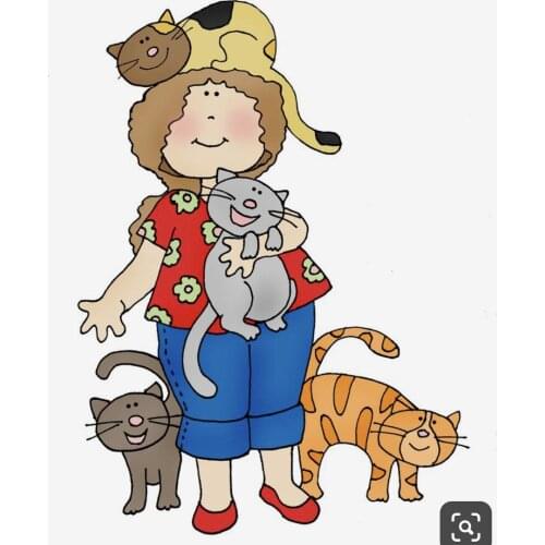 10x8 Girl holding cat New Transparent Clear Rubber Stamp Sheet Cling Scrapbooking Photo Album PaperCard DIY Craft