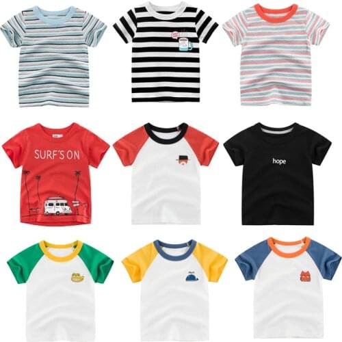 2020 summer fashion Unisex T-shirt Children Boys Short Sleeve White T-Shirt Baby Children cotton top for girls 3 8y