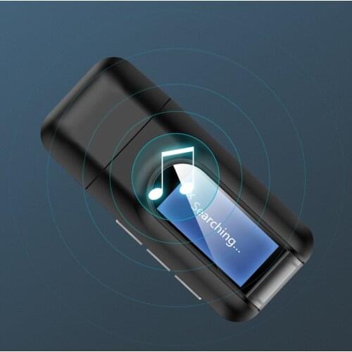 5.0 Bluetooth Adapter Wireless LCD Display USB Music Audio Transmitter Receiver For PC Car TV Speaker 3.5mm AUX