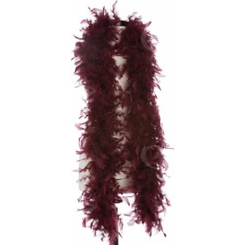 80gram Burgundy Beautiful 10m / Various colors of natural turkey feather boa / slim evening dress / clothing / shawl / cosplay