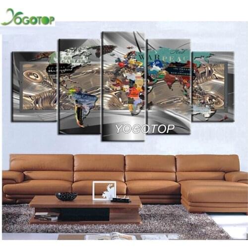 Diy Diamond Painting cross-stitch world map 5D Full Drill Mosaic Diamond Embroidery puzzle Home Decor abstract 5 Pieces ML1218