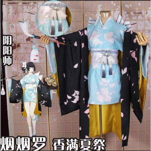Anime! Onmyoji Yan Yanluo New Skin XiangManXiaJi Kimono Lovely Uniform Cosplay Costume Halloween Outfit Any Size Free Shipping