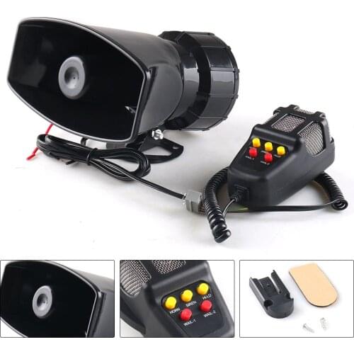 12V 80W 5-Sound Loud Car Warning Alarm Police Fire Siren 130dB Air Horn PA Speaker Car Accessories Car Warning Alarm