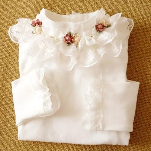 Baby girls t-shirt spring autumn new children clothing 4 6 8 10 12 13 years old long sleeved kids flowers cotton toddler Blouse