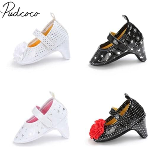 Baby High Heels Shoes Newborn Girl Bowknot Photos Prop Princess Toddler Crib Flower Shoes First Walkers 0-18M