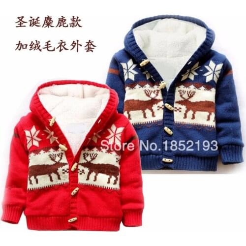 Kids Winter Coat girls sweater Christmas deer Warm Cotton infantil coral fleece baby outwear Elk coat Kids boys Jacket winter