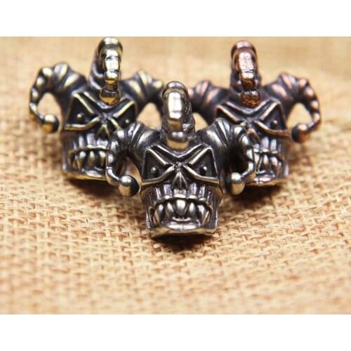 DIY Clown Skull Paracord Beads for Jewelry Making Supplies Punk Vintage Metal Brass Lanyard Pendant Charms Bracelets Accessories