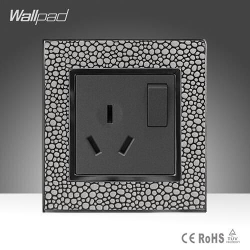 Hot Sales Luxury Wallpad Grey Leather Frame16A Australia New Zealand Air Condition Switched Socket, Free Shipping