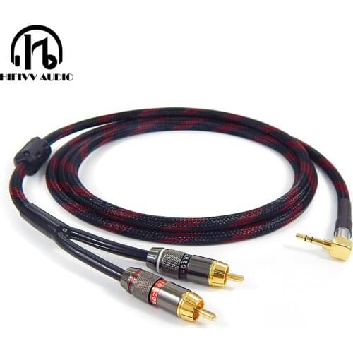 Hifi rca cable Audio signal wire JACK plug 3.5mm one to two RCA Interface hifi amp audio