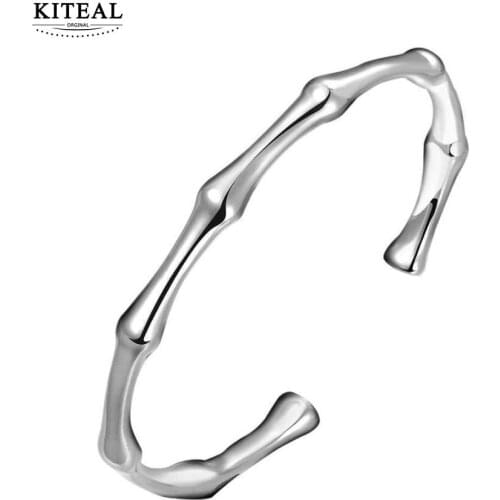 KITEAL NEW!! silver color Bracelet & Bangle for man Bamboo simple style pulseras Girlfriend Birthdays Gift