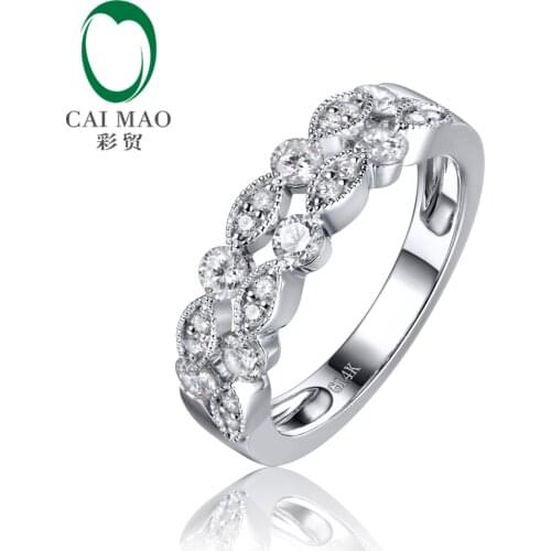 CaiMao 14KT/585 White Gold 0.67ct Round Cut Diamond Engagement Gemstone Wedding Band Ring Jewelry