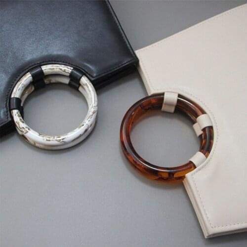 2pcs Ring Design Resin Purse Handle for Bag Making Handle Replacement DIY Crafts Women Girls Bags Parts Accessory