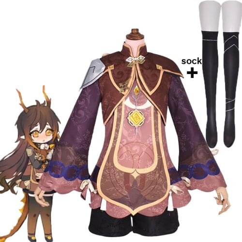 Game Genshin Impact XiaoDiJi Cosplay Costume Fashion Cute Uniform Female Activity Party Role Play Clothing S-XL Full set sock